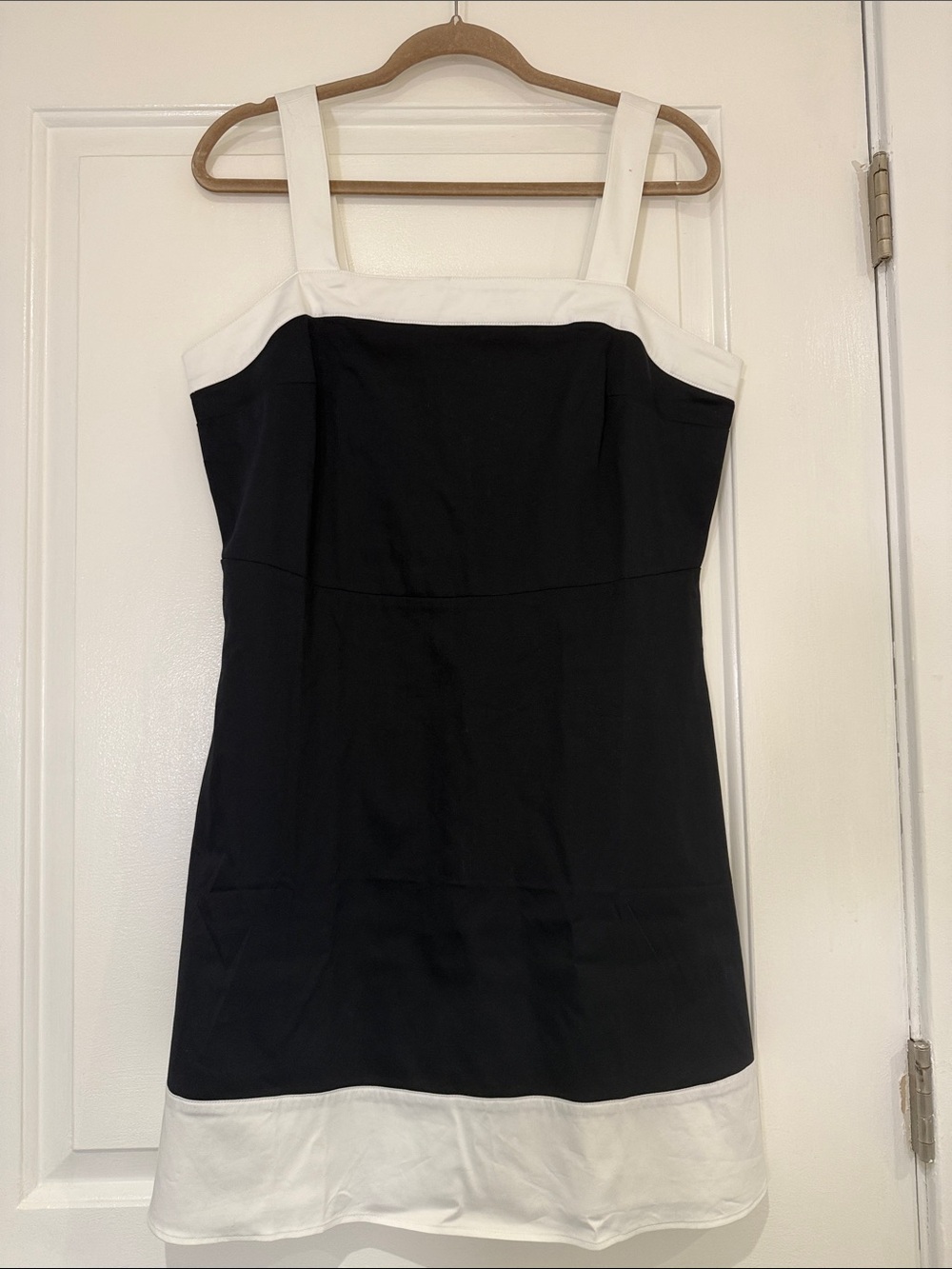 LOFT Outlet Black White Colorblock Square Neck Mini Dress Size Medium